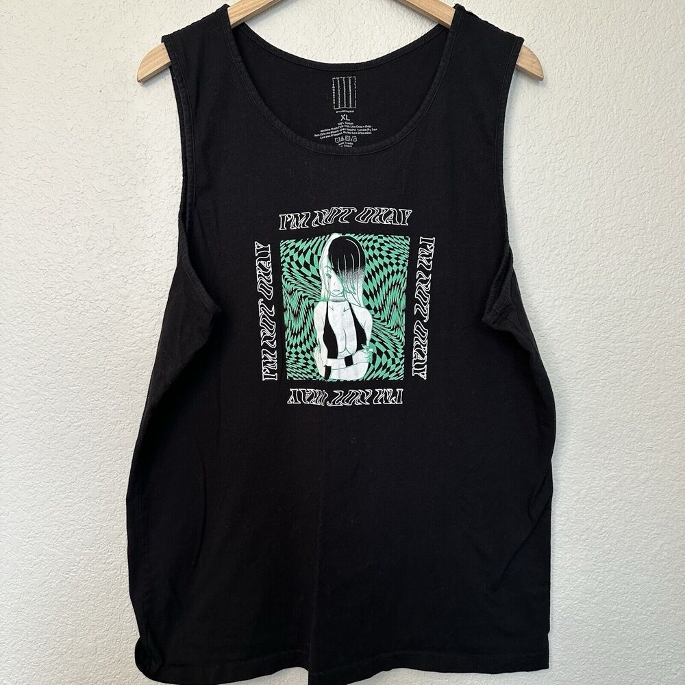 Four Eyes Black Tank Size XL “I’m Not Okay” EUC